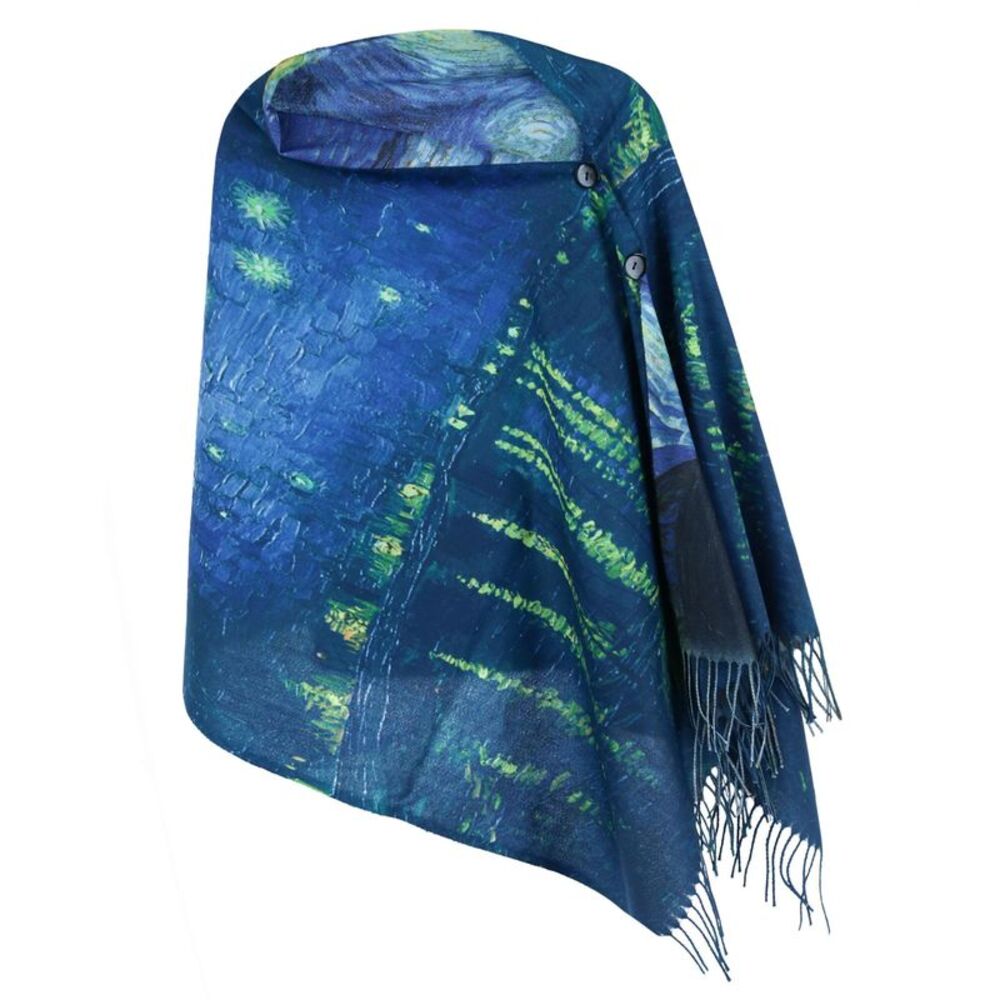 The Magic Scarf Company Women's Reversible Sueded Van Gogh Button Shawl